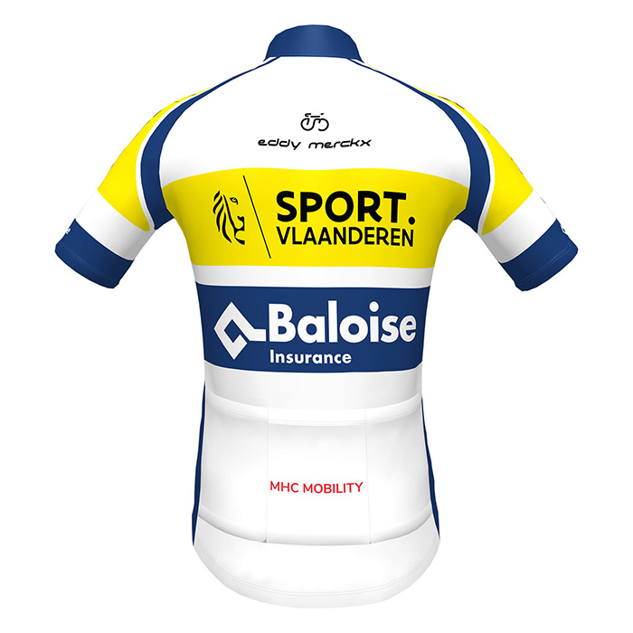 2022 Cycling Jersey Sport Vlaanderen-Baloise Bluee Yellow Long Sleeve and Bib Tight